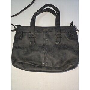 Rosetti Grey Faux Leather Tote Shoulder Bag Purse Silver Hardware Medium Size